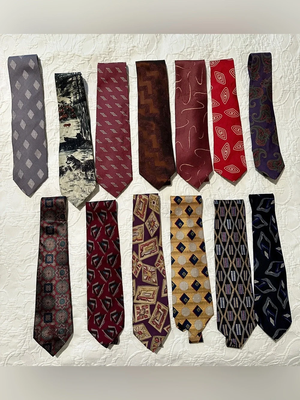 Classic Men's Assorted Ties - Multi-Color Patterned Neckties Lot of 13